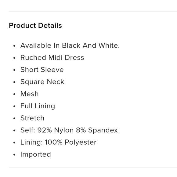 NWT White Ruched Midi Dress sz S - Picture 4 of 4